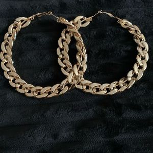 Gold chain hoop earrings